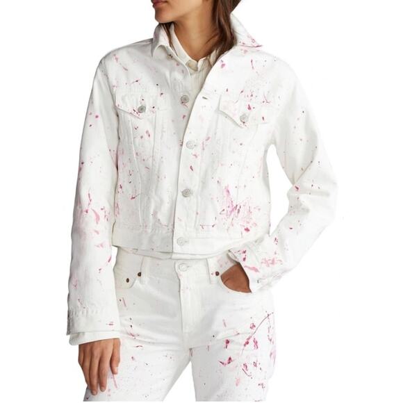 Polo Ralph Lauren Womens Pink Pony Denim Trucker Jacket Size XS Western Barbie - Picture 2 of 14